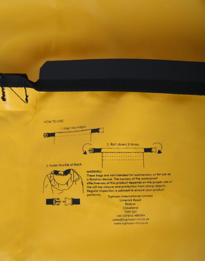 Typhoon Seaton Dry Roll Top Bag - Yellow/Black 20L - Image 3