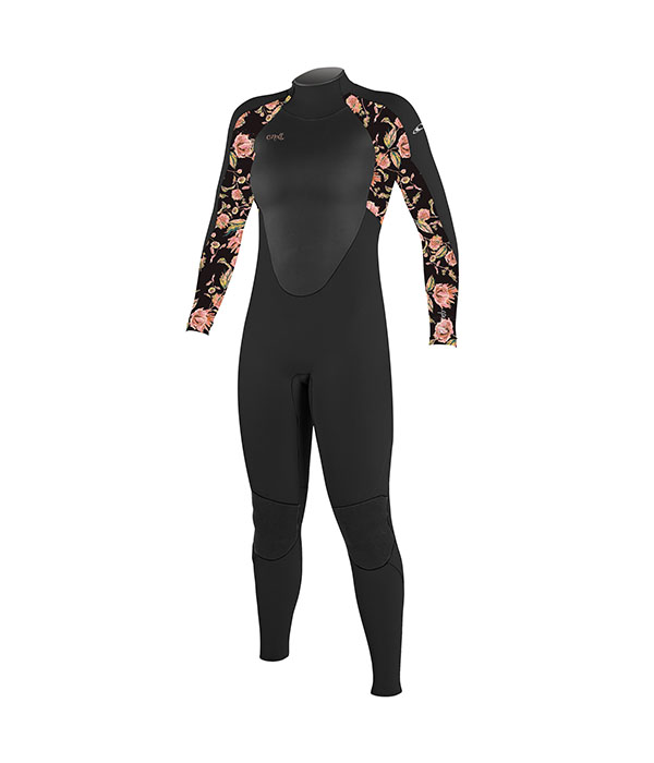 oneill-girls-epic-5-4-back-zip-wetsuit-black-floral