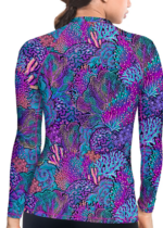 SpaceFish Army Womens Rash Guard - Coral Kaleidoscope - Image 2