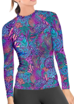 SpaceFish Army Womens Rash Guard - Coral Kaleidoscope